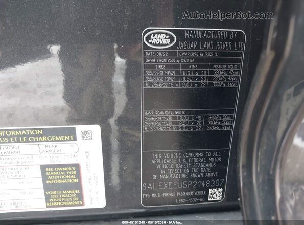 SALWR2SE0NA233066 2022 LAND ROVER RANGE ROVER SPORT Black Engine compartment view