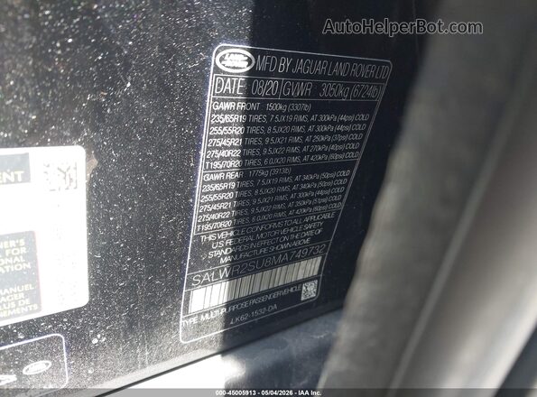 SALWR2SU8MA749732 2021 LAND ROVER RANGE ROVER SPORT Black Вид підкапотного простору