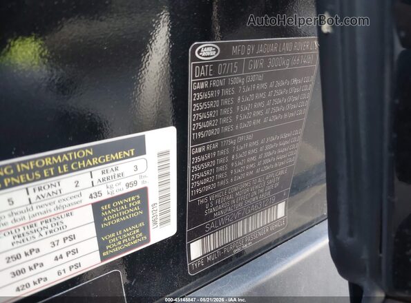 SALWR2VF7GA631219 2016 LAND ROVER RANGE ROVER SPORT Black Շարժիչի բաժամունքի տեսք