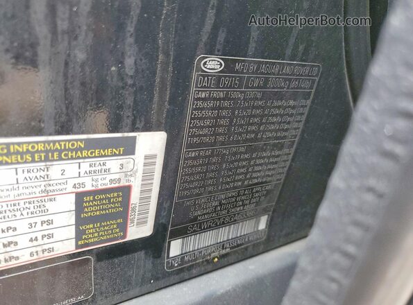 SALWR2VF8GA633867 2016 LAND ROVER RANGE Black VIN კოდის სტიკერის ხედი