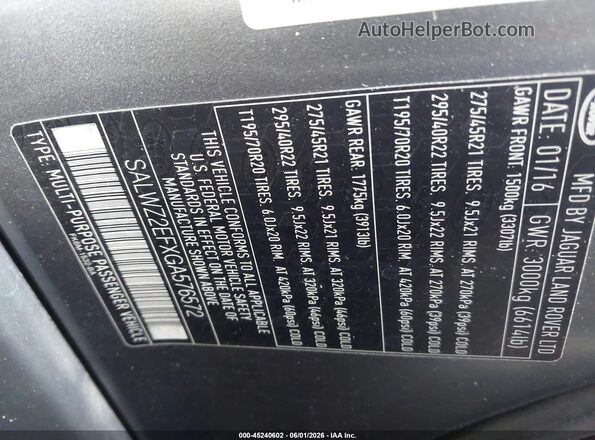 SALWZ2EFXGA576572 2016 LAND ROVER RANGE ROVER SPORT Gray Շարժիչի բաժամունքի տեսք
