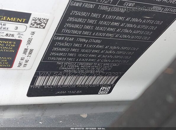 SALWZ2RE7NA219090 2022 LAND ROVER RANGE ROVER SPORT White Widok komory silnika
