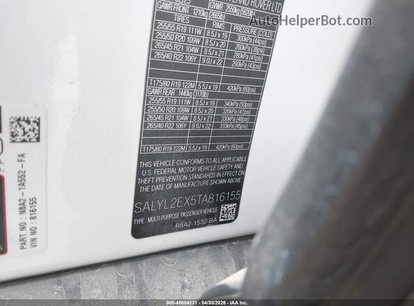 SALYL2EX5TA816155 2026 LAND ROVER RANGE ROVER VELAR White Vista del compartimento del motor