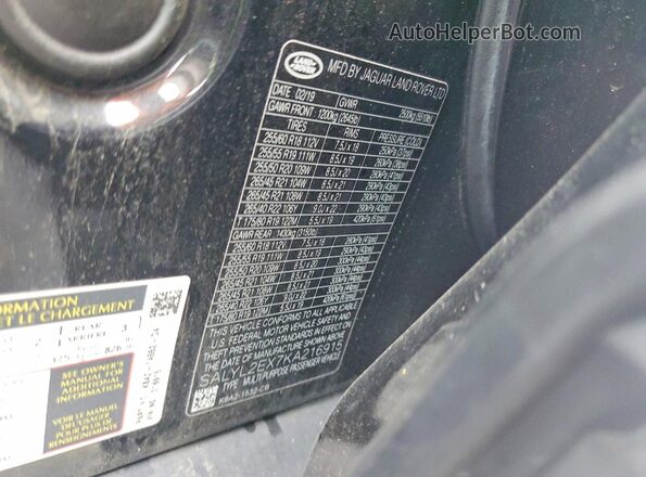 SALYL2EX7KA216915 2019 LAND ROVER RANGE Black Շարժիչի բաժամունքի տեսք