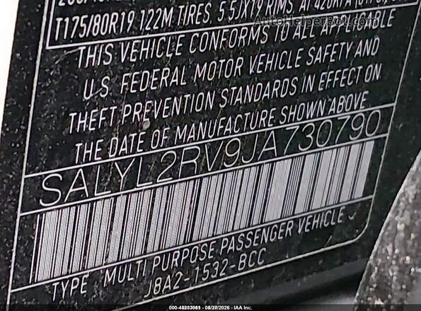 SALYL2RV9JA730790 2018 LAND ROVER RANGE ROVER VELAR Черный Вид подкапотного пространства