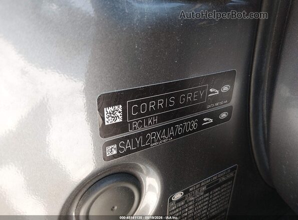 SALYL2RX4JA767036 2018 LAND ROVER RANGE ROVER VELAR Gray Vista del compartimento del motor