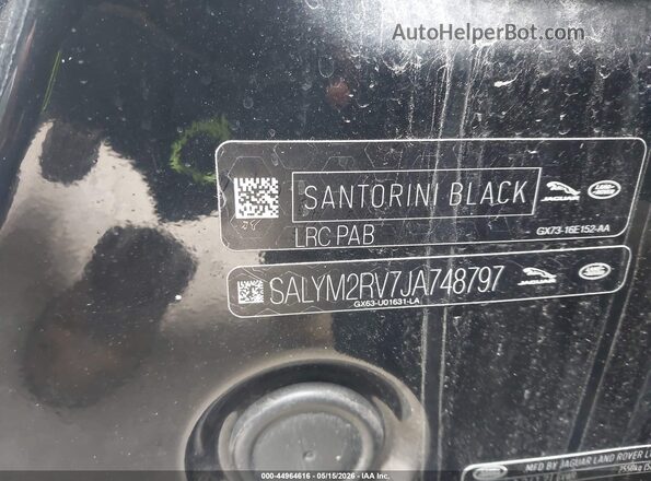 SALYM2RV7JA748797 2018 LAND ROVER RANGE ROVER VELAR Black Widok komory silnika