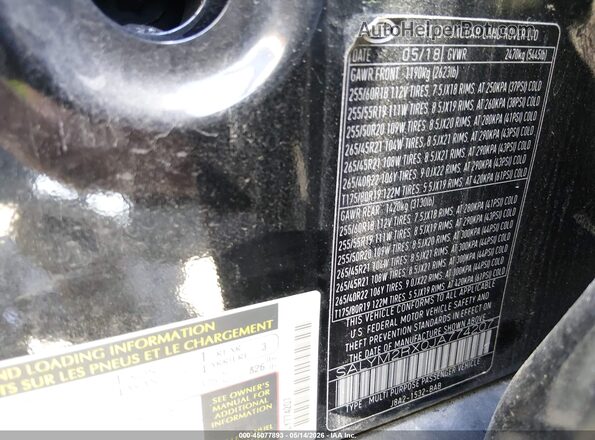 SALYM2RX0JA774207 2018 LAND ROVER RANGE ROVER VELAR Black Engine compartment view