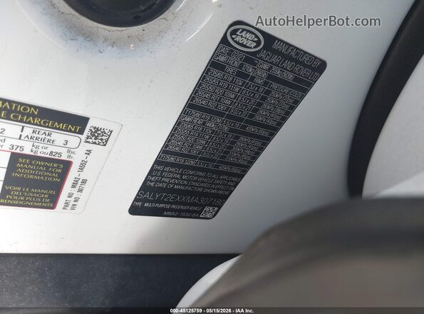 SALYT2EXXMA307180 2021 LAND ROVER RANGE ROVER VELAR White Engine compartment view