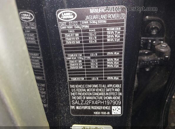 SALZJ2FX4PH197909 2023 LAND ROVER RANGE ROVER EVOQUE Black Вид підкапотного простору