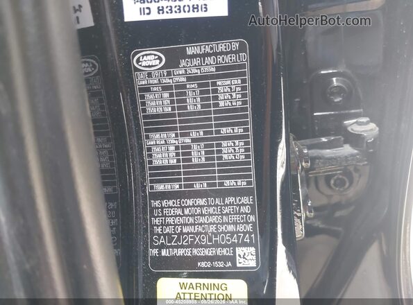 SALZJ2FX9LH054741 2020 LAND ROVER RANGE ROVER EVOQUE Black Շարժիչի բաժամունքի տեսք