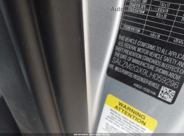 SALZM2GX9LH059296 2020 LAND ROVER RANGE ROVER EVOQUE Silver ძრავის განყოფილების ხედი