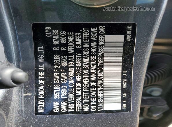 SHHFK7H67KU215710 2019 HONDA CIVIC Charcoal 