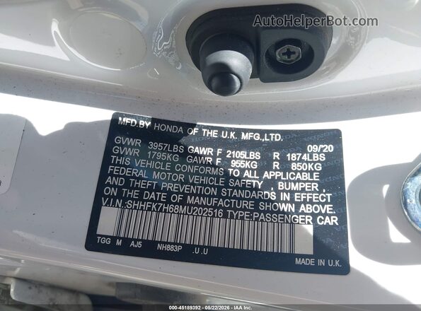 SHHFK7H68MU202516 2021 HONDA CIVIC White Widok komory silnika