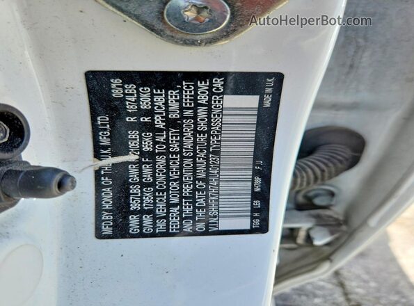 SHHFK7H74HU401237 2017 HONDA CIVIC White 
