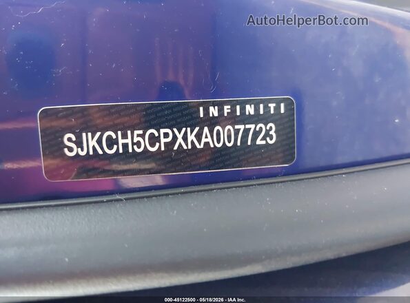 SJKCH5CPXKA007723 2019 INFINITI QX30 Blue ძრავის განყოფილების ხედი