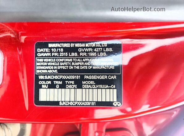 SJKCH5CPXKA009181 2019 INFINITI QX30 Red 