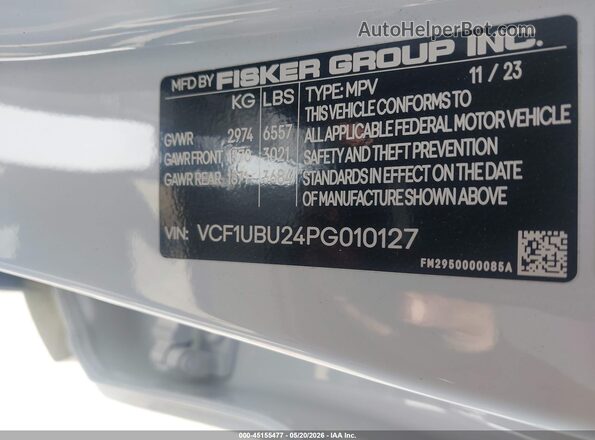 VCF1UBU24PG010127 2023 FISKER OCEAN White Widok komory silnika