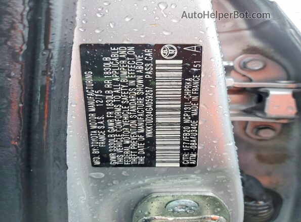 VNKKTUD34GA059267 2016 TOYOTA YARIS Silver 
