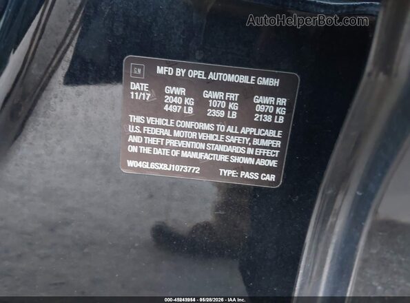 W04GL6SX8J1073772 2018 BUICK REGAL Черный Вид подкапотного пространства