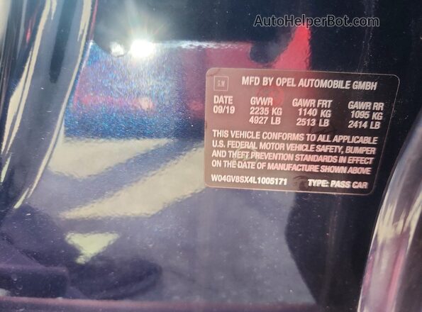 W04GV8SX4L1005171 2020 BUICK REGAL Blue Engine compartment view