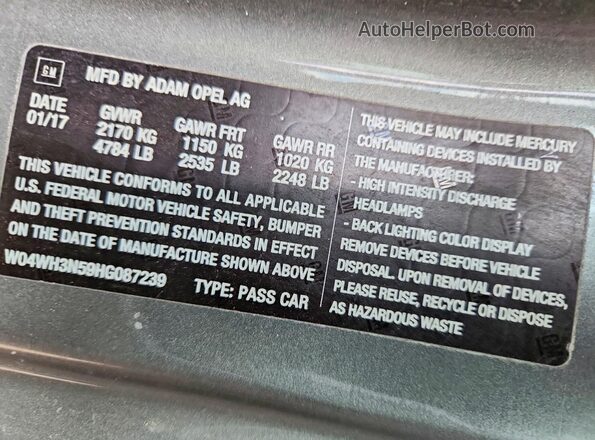 W04WH3N59HG087239 2017 BUICK CASCADA Charcoal Вид підкапотного простору
