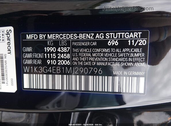 W1K3G4EB1MJ290796 2021 MERCEDES-BENZ A 220 Black ძრავის განყოფილების ხედი