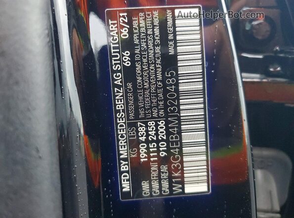 W1K3G4EB4MJ320485 2021 MERCEDES-BENZ A Black Vista del compartimento del motor