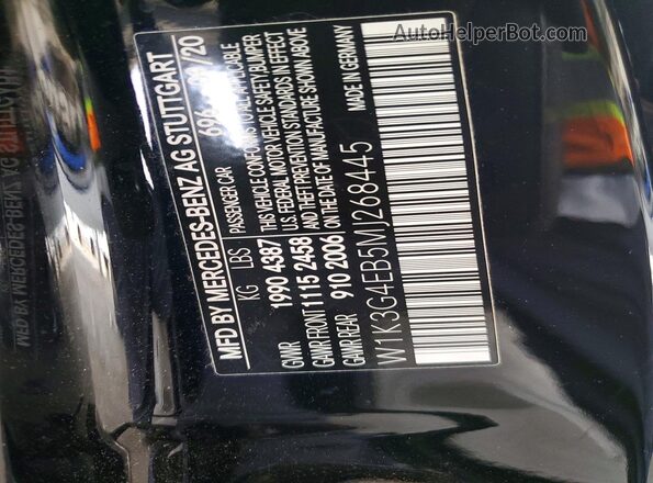 W1K3G4EB5MJ268445 2021 MERCEDES-BENZ A Black Vista del compartimento del motor
