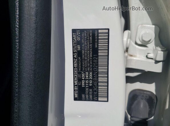 W1K3G4EB6NJ325821 2022 MERCEDES-BENZ A White ძრავის განყოფილების ხედი
