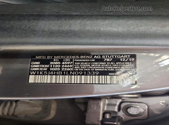 W1K5J4HB1LN091339 2020 MERCEDES-BENZ CLA-CLASS Gray 