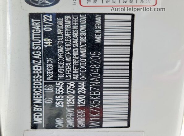 W1K7X5KB7NA048205 2022 MERCEDES-BENZ AMG White Engine compartment view