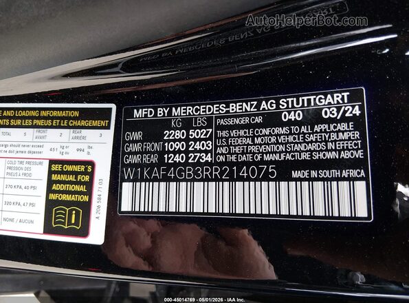 W1KAF4GB3RR214075 2024 MERCEDES-BENZ C-CLASS Black 