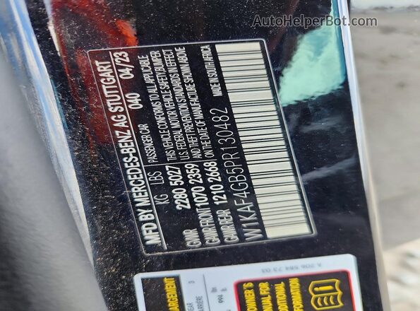 W1KAF4GB5PR130482 2023 MERCEDES-BENZ C Black VIN კოდის სტიკერის ხედი