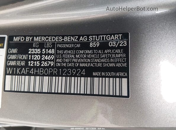 W1KAF4HB0PR123924 2023 MERCEDES-BENZ C-CLASS Gray ძრავის განყოფილების ხედი