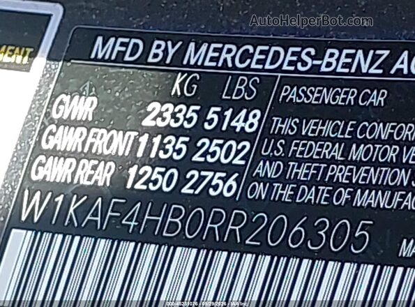 W1KAF4HB0RR206305 2024 MERCEDES-BENZ C-CLASS Gray Вид підкапотного простору