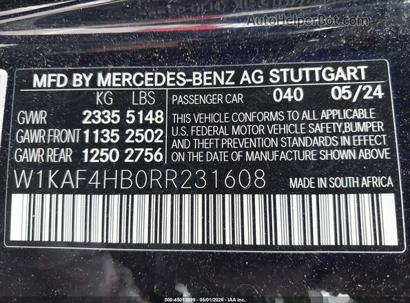 W1KAF4HB0RR231608 2024 MERCEDES-BENZ C-CLASS Black Vista del compartimento del motor