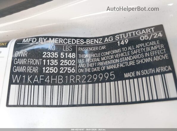 W1KAF4HB1RR229995 2024 MERCEDES-BENZ C-CLASS White Vista del compartimento del motor