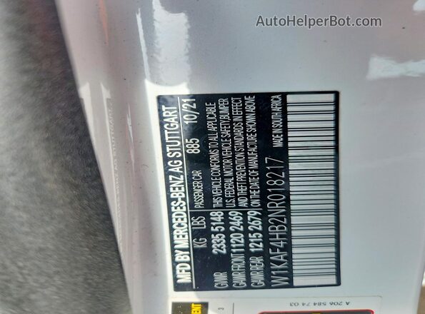 W1KAF4HB2NR018217 2022 MERCEDES-BENZ C White ძრავის განყოფილების ხედი