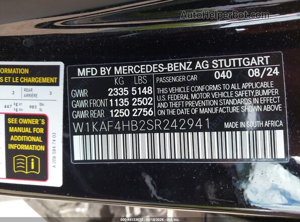 W1KAF4HB2SR242941 2025 MERCEDES-BENZ C-CLASS Black Widok komory silnika