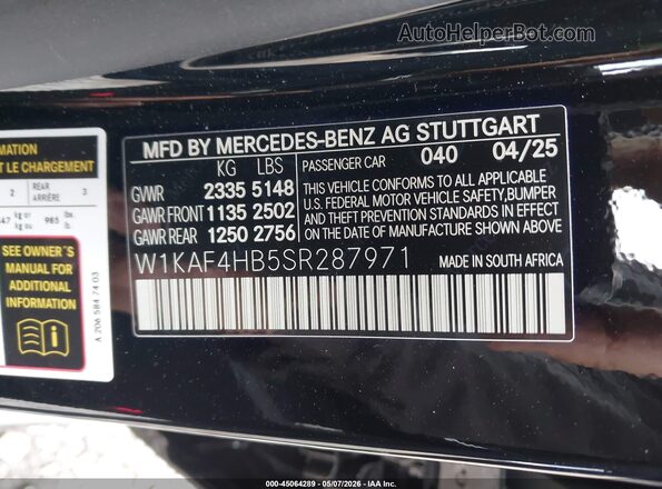W1KAF4HB5SR287971 2025 MERCEDES-BENZ C-CLASS Black ძრავის განყოფილების ხედი
