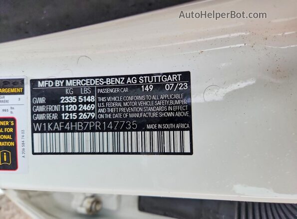 W1KAF4HB7PR147735 2023 MERCEDES-BENZ C Белый 