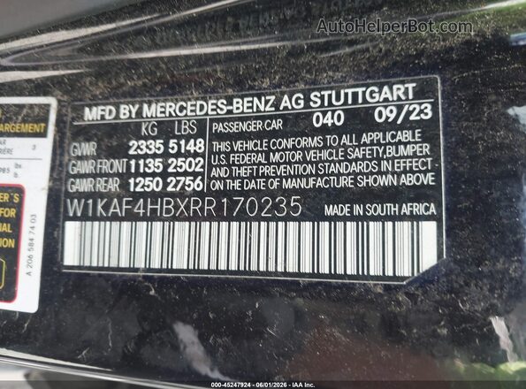 W1KAF4HBXRR170235 2024 MERCEDES-BENZ C-CLASS Черный Вид подкапотного пространства