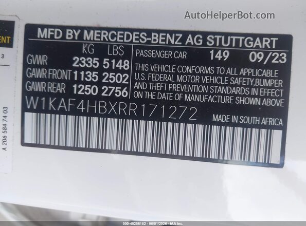 W1KAF4HBXRR171272 2024 MERCEDES-BENZ C-CLASS Белый Вид подкапотного пространства