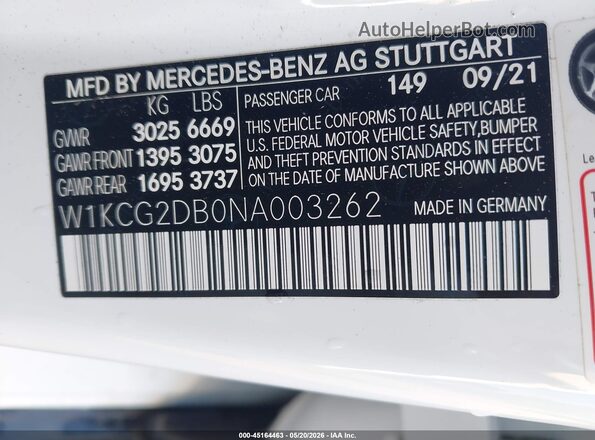 W1KCG2DB0NA003262 2022 MERCEDES-BENZ EQS 450+ White Vista del compartimento del motor