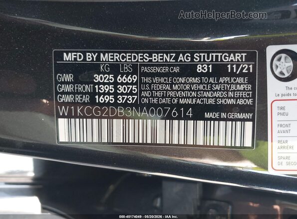 W1KCG2DB3NA007614 2022 MERCEDES-BENZ EQS Black ძრავის განყოფილების ხედი