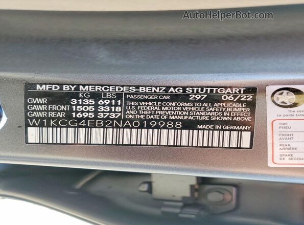 W1KCG4EB2NA019988 2022 MERCEDES-BENZ EQS Charcoal Vista del compartimento del motor