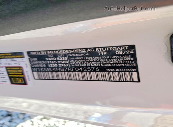 W1KMK4HB7RF042576 2024 MERCEDES-BENZ CLE White Vista de la etiqueta del VIN