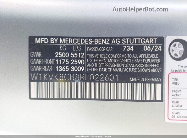 W1KVK8CB8RF022601 2024 MERCEDES-BENZ SL 63 AMG S E PERFOR Silver Вид підкапотного простору