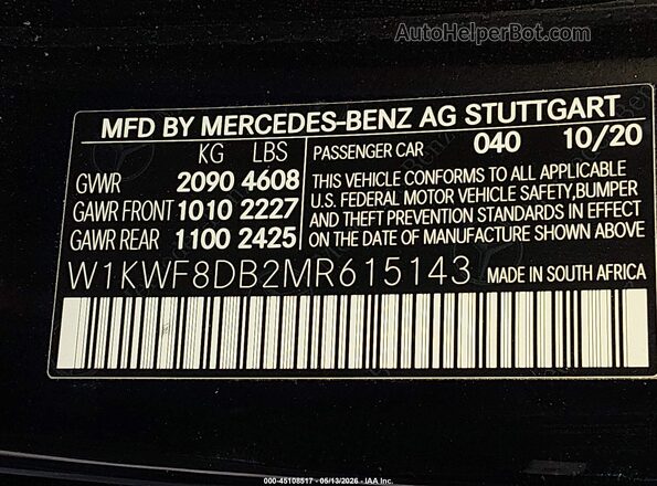 W1KWF8DB2MR615143 2021 MERCEDES-BENZ C-CLASS Black Widok komory silnika